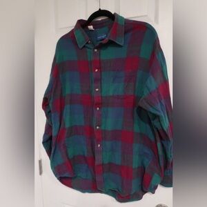Towncraft Men's Casual Plaid Shirt - Burgundy and Teal